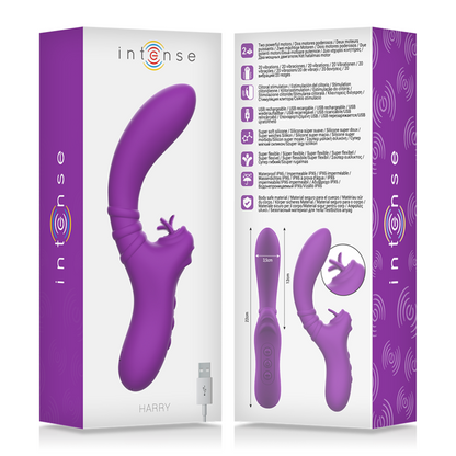 INTENSE - VIBRATORE FLESSIBILE HARRY CON LINGUA VIOLA - INTENSE FUN | Lingerie Harness Boutique
