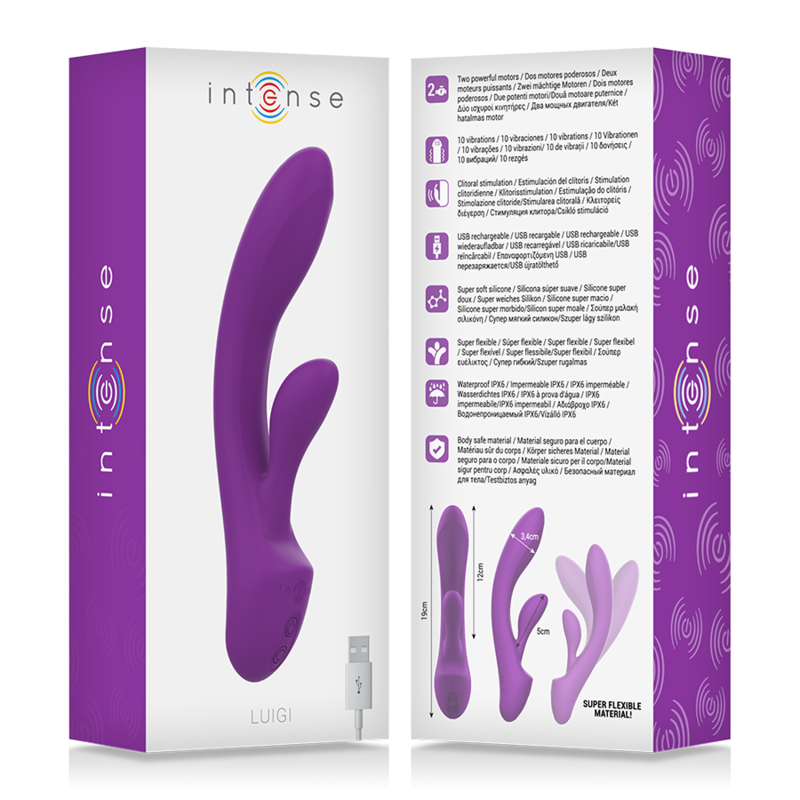 INTENSE - VIBRATORE LUIGI RABBIT SILICONE LIQUIDO VIOLA - INTENSE FUN | Lingerie Harness Boutique