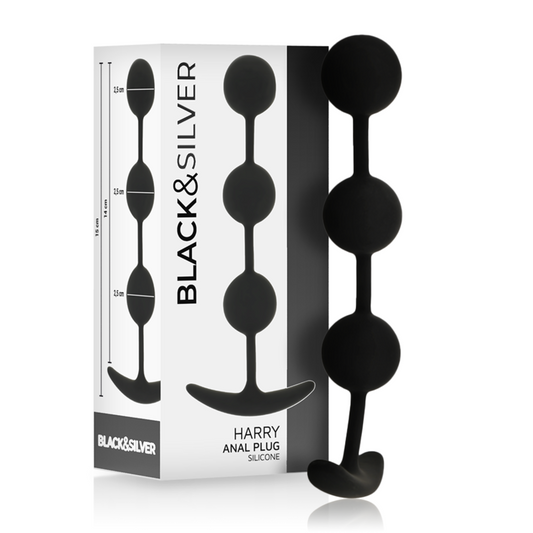 BLACK&SILVER - ROSARIO ANALE HARRY 3 SFERE IN SILICONE 14 CM - BLACK&SILVER | Lingerie Harness Boutique