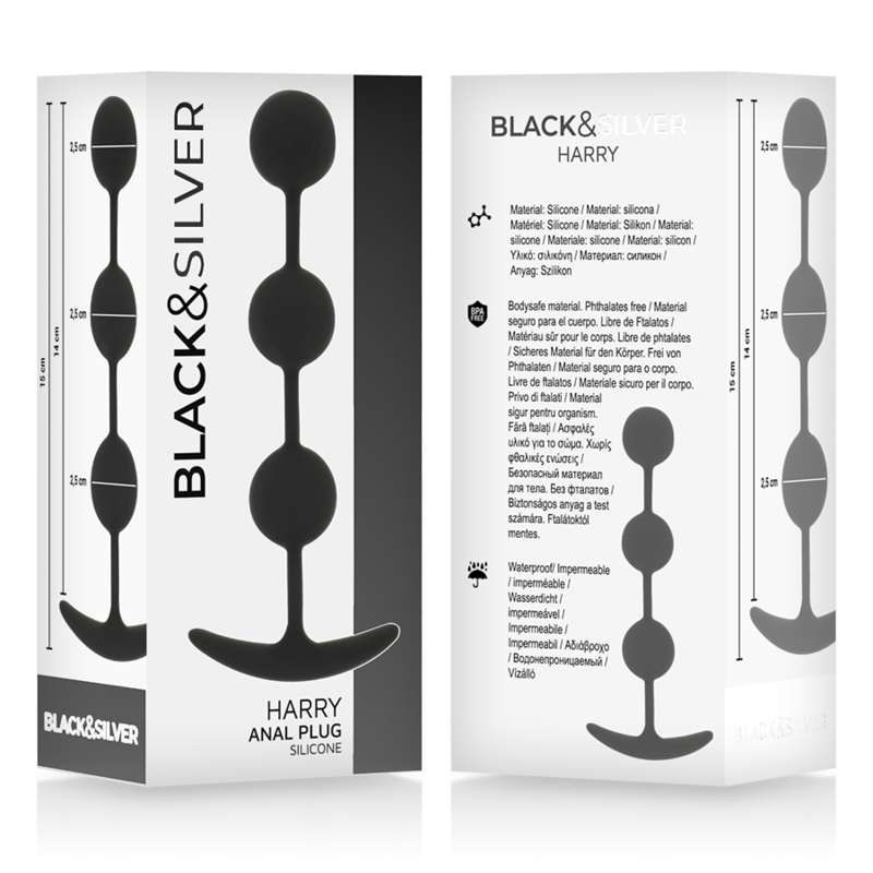 BLACK&SILVER - ROSARIO ANALE HARRY 3 SFERE IN SILICONE 14 CM - BLACK&SILVER | Lingerie Harness Boutique