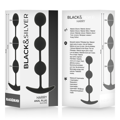 BLACK&SILVER - ROSARIO ANALE HARRY 3 SFERE IN SILICONE 14 CM - BLACK&SILVER | Lingerie Harness Boutique