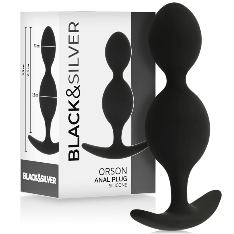 BLACK&SILVER - ORSON PLUG IN SILICONE 2 ONDE ANAL 9 CM - BLACK&SILVER | Lingerie Harness Boutique
