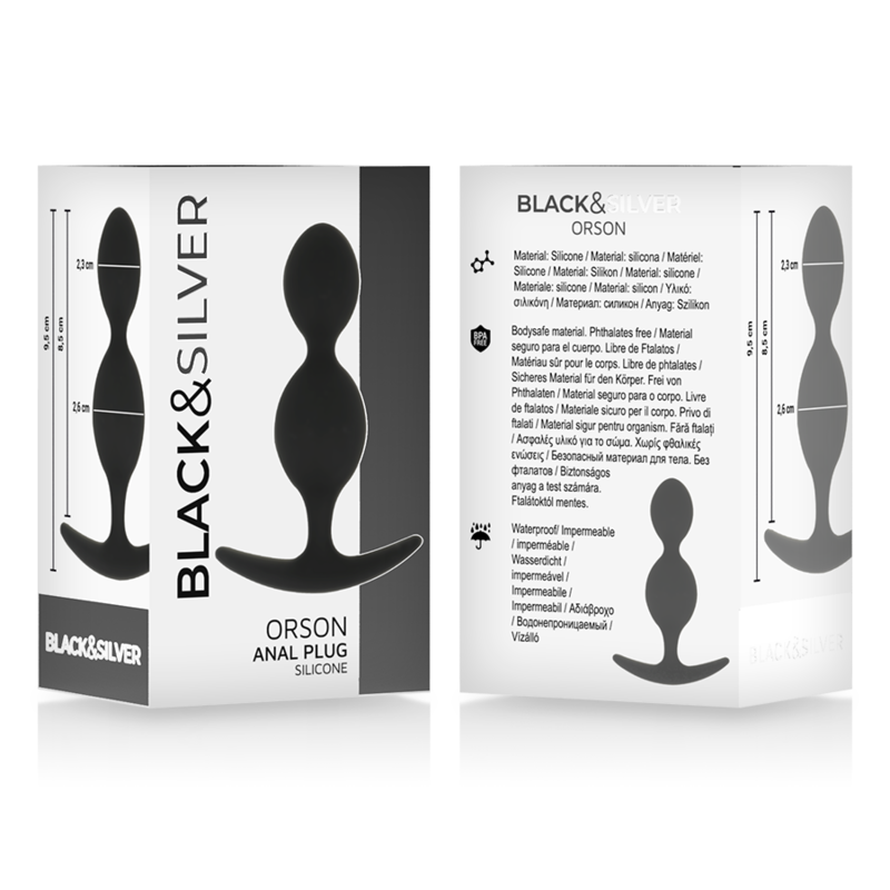 BLACK&SILVER - ORSON PLUG IN SILICONE 2 ONDE ANAL 9 CM - BLACK&SILVER | Lingerie Harness Boutique