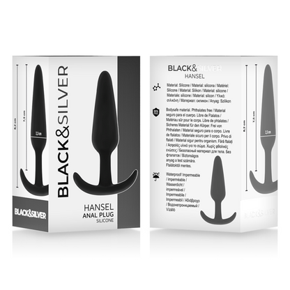 BLACK&SILVER - PLUG ANALE IN SILICONE HANSEL CON MANIGLIA PICCOLO - BLACK&SILVER | Lingerie Harness Boutique