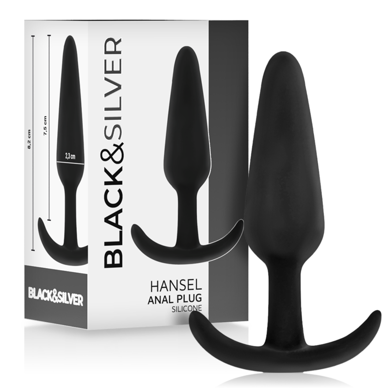 BLACK&SILVER - PLUG ANALE IN SILICONE HANSEL CON MANIGLIA PICCOLO - BLACK&SILVER | Lingerie Harness Boutique