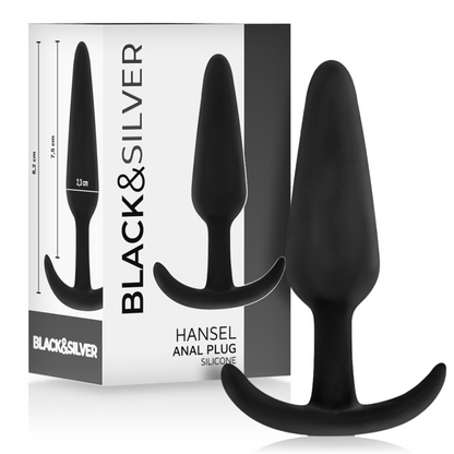 BLACK&SILVER - PLUG ANALE IN SILICONE HANSEL CON MANIGLIA PICCOLO - BLACK&SILVER | Lingerie Harness Boutique