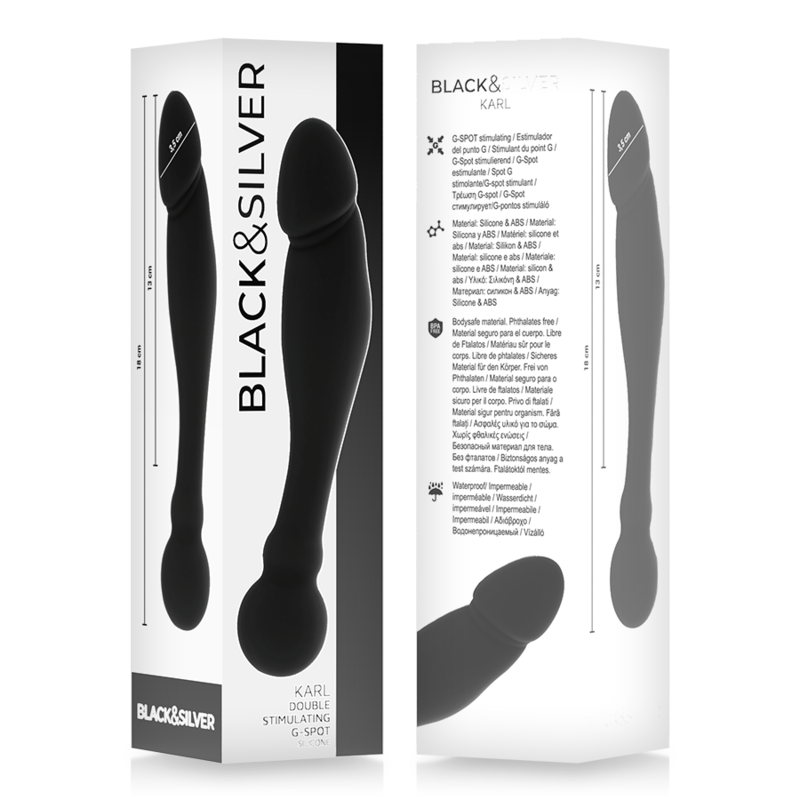 BLACK&SILVER - DILDO STIMOLANTE DEL PUNTO G KARL 18 CM - BLACK&SILVER | Lingerie Harness Boutique