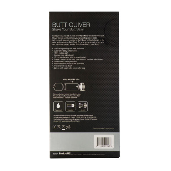 ROCKS-OFF - STIMOLATORE BUTT QUIVER P-POINT 7 VELOCIT NERO - ROCKS-OFF | Lingerie Harness Boutique