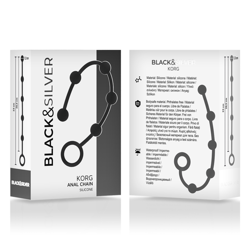 BLACK&SILVER - KORG ROSARIO ANALE INIZIAZIONE IN SILICONE 21 CM - BLACK&SILVER | Lingerie Harness Boutique