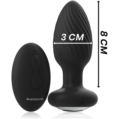 BLACK&SILVER - TELECOMANDO ROTATORE ANALE IN SILICONE CON TAPPO POZZETTI - BLACK&SILVER | Lingerie Harness Boutique