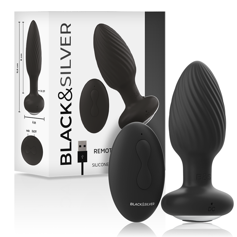 BLACK&SILVER - TELECOMANDO ROTATORE ANALE IN SILICONE CON TAPPO POZZETTI - BLACK&SILVER | Lingerie Harness Boutique
