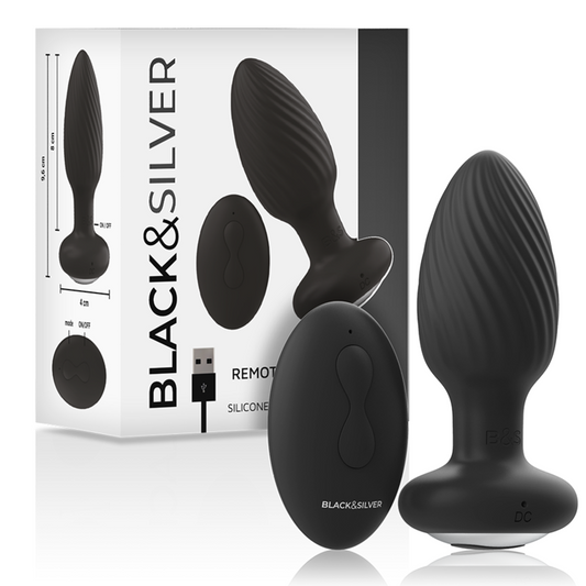 BLACK&SILVER - TELECOMANDO ROTATORE ANALE IN SILICONE CON TAPPO POZZETTI - BLACK&SILVER | Lingerie Harness Boutique