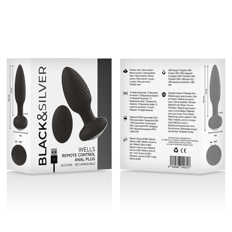 BLACK&SILVER - TELECOMANDO ROTATORE ANALE IN SILICONE CON TAPPO POZZETTI - BLACK&SILVER | Lingerie Harness Boutique