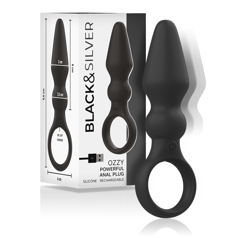 BLACK&SILVER - POTENTE PLUG ANALE IN SILICONE OZZY - BLACK&SILVER | Lingerie Harness Boutique