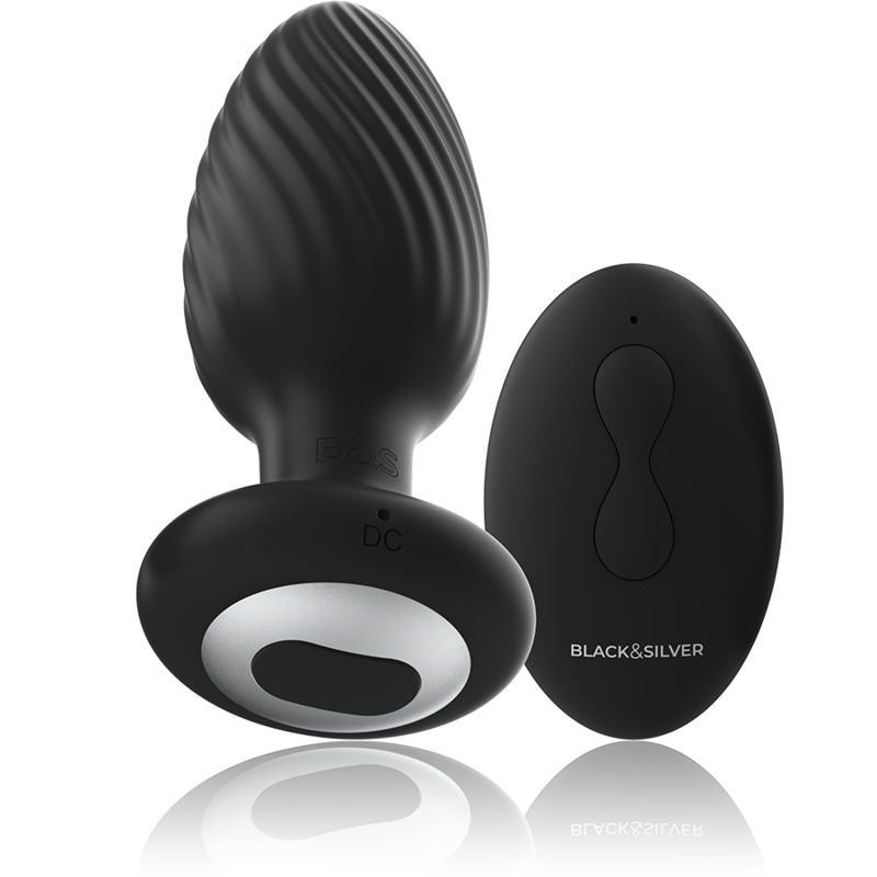 BLACK&SILVER - TELECOMANDO ROTATORE ANALE IN SILICONE CON TAPPO POZZETTI - BLACK&SILVER | Lingerie Harness Boutique