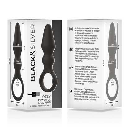 BLACK&SILVER - POTENTE PLUG ANALE IN SILICONE OZZY - BLACK&SILVER | Lingerie Harness Boutique