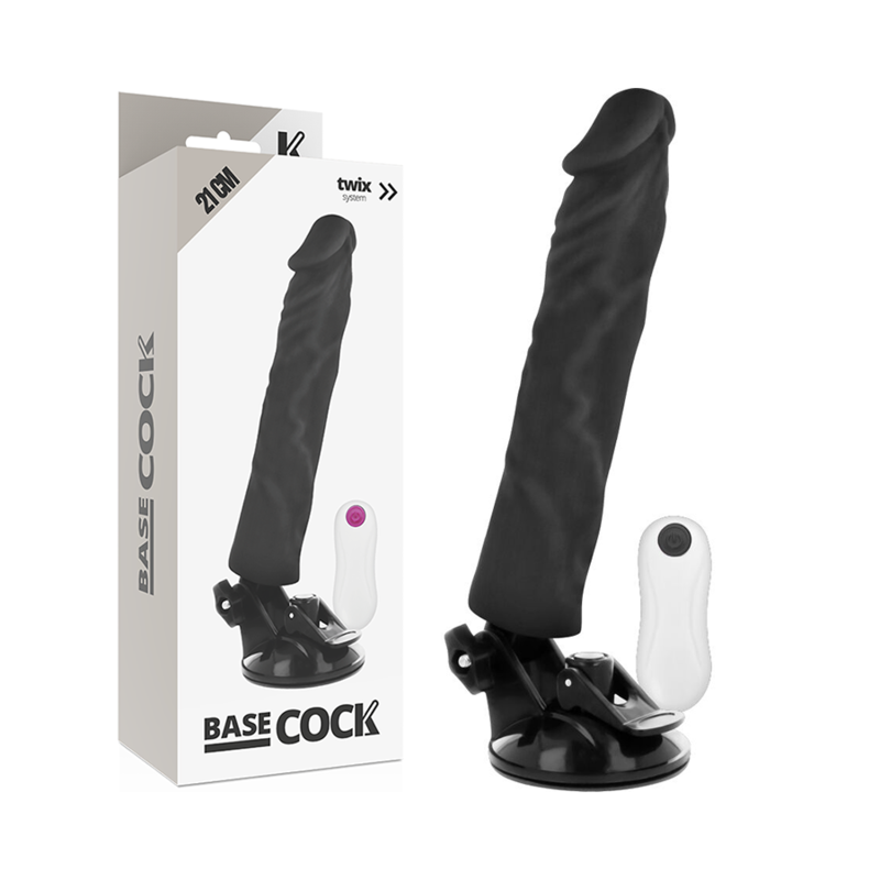 BASECOCK - VIBRATORE REALISTICO TELECOMANDO NERO 21 CM -O- 4 CM - BASECOCK | Lingerie Harness Boutique