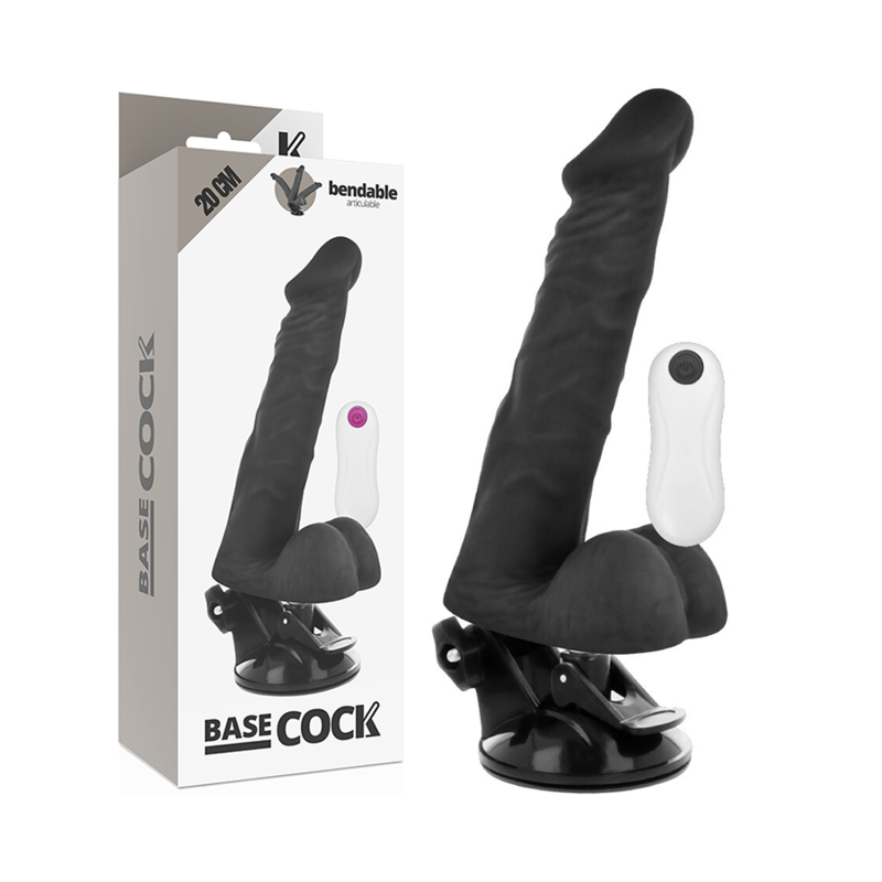 BASECOCK - VIBRATORE ARTICOLABILE TELECOMANDO NERO 20 CM -O- 4.5 CM - BASECOCK | Lingerie Harness Boutique