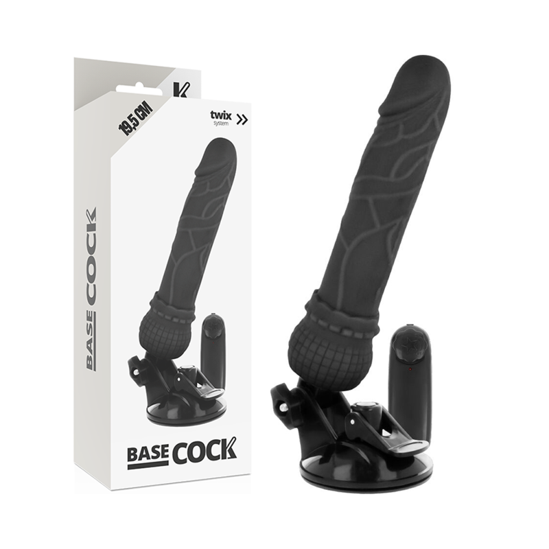BASECOCK - VIBRATORE REALISTICO TELECOMANDO NERO 19.5 CM -O- 4 CM - BASECOCK | Lingerie Harness Boutique