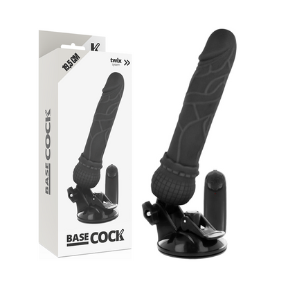 BASECOCK - VIBRATORE REALISTICO TELECOMANDO NERO 19.5 CM -O- 4 CM - BASECOCK | Lingerie Harness Boutique