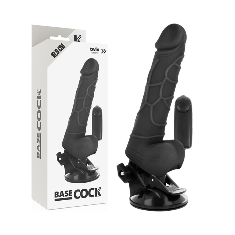 BASECOCK - VIBRATORE REALISTICO TELECOMANDO NERO 18.5 CM -O- 4CM - BASECOCK | Lingerie Harness Boutique