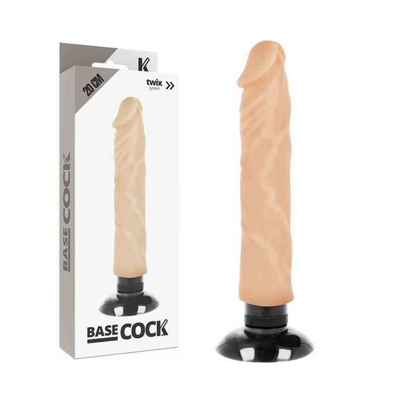 BASECOCK - VIBRATORE REALISTICO 2-1 NERO 20 CM -O- 4 CM - BASECOCK | Lingerie Harness Boutique
