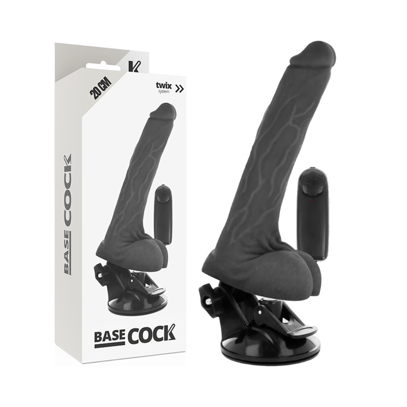 BASECOCK - REALISTIC NATURAL REMOTE CONTROL VIBRATOR WITH 20 CM TESTICLES -OR- 4 CM