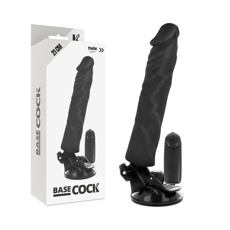 BASECOCK - VIBRATORE REALISTICO TELECOMANDO NERO 21 CM -O- 4 CM - BASECOCK | Lingerie Harness Boutique