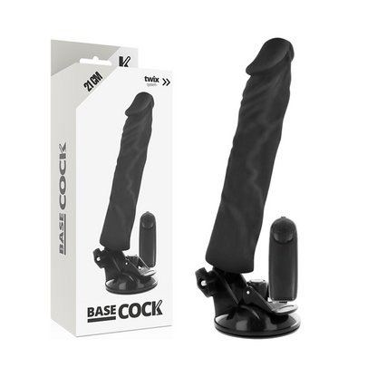 BASECOCK - VIBRATORE REALISTICO TELECOMANDO NERO 21 CM -O- 4 CM - BASECOCK | Lingerie Harness Boutique