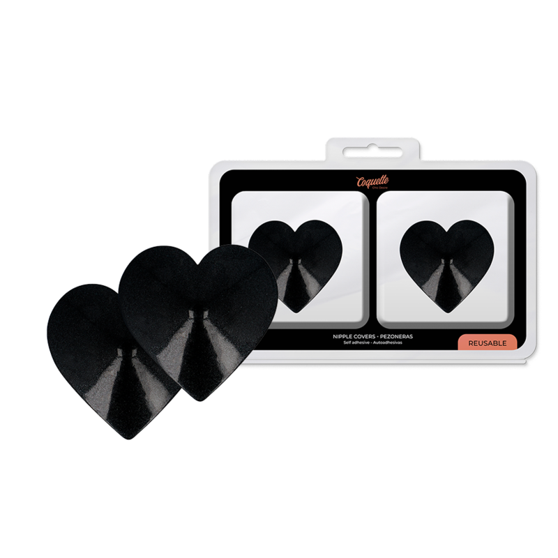 COQUETTE CHIC DESIRE - COPRI CAPEZZOLI BLACK HEARTS - COQUETTE ACCESSORIES | Lingerie Harness Boutique