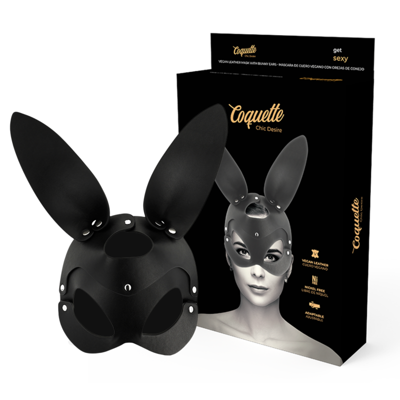 COQUETTE CHIC DESIRE - MASCHERA VEGANA IN PELLE CON ORECCHIE DI CONIGLIO - COQUETTE ACCESSORIES | Lingerie Harness Boutique