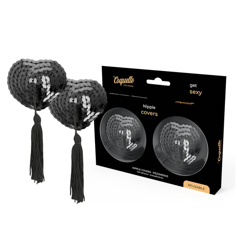 COQUETTE CHIC DESIRE - COPRI CAPEZZOLI NERI CON PAILLETTES - COQUETTE ACCESSORIES | Lingerie Harness Boutique