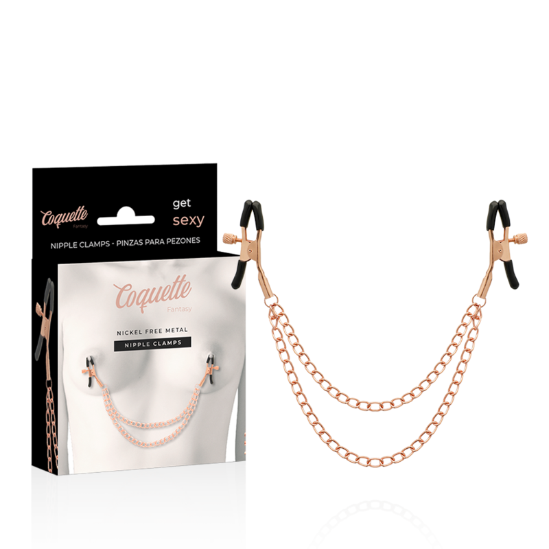 COQUETTE CHIC DESIRE - CLIPS PER CAPEZZOLI IN METALLO FANTASIA CON CATENA - COQUETTE FANTASY | Lingerie Harness Boutique