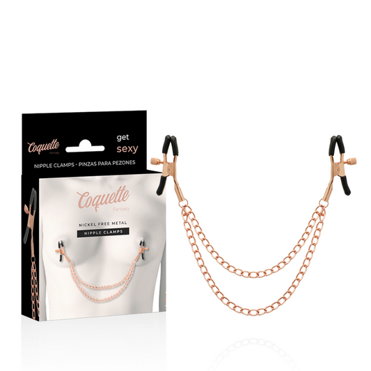 COQUETTE CHIC DESIRE - CLIPS PER CAPEZZOLI IN METALLO FANTASIA CON CATENA - COQUETTE FANTASY | Lingerie Harness Boutique