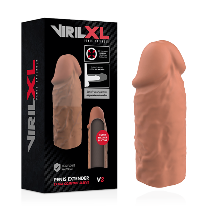 VIRILXL - ESTENSIONE DEL PENE IN SILICONE LIQUIDO V3 MARRONE - VIRILXL | Lingerie Harness Boutique