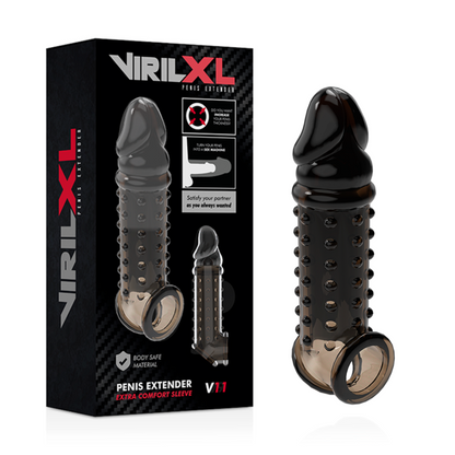 VIRILXL - ESTENSIONE E GUAINA PER PENE V11 NERO - VIRILXL | Lingerie Harness Boutique