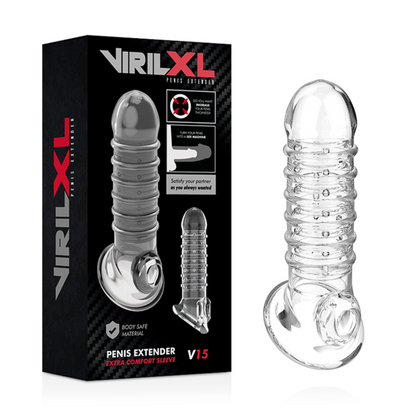 VIRILXL - ESTENSIONE E GUAINA PER PENE V15 TRASPARENTE - VIRILXL | Lingerie Harness Boutique
