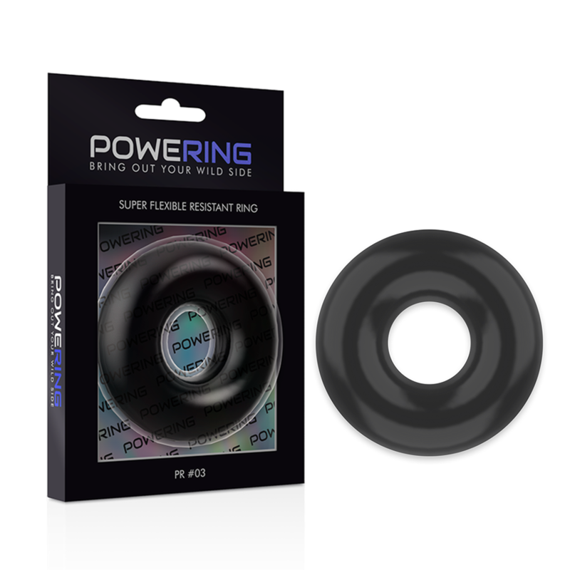 POWERING - SUPER FLEXIBLE AND RESISTANT COCK RING 5CM PR03 BLACK