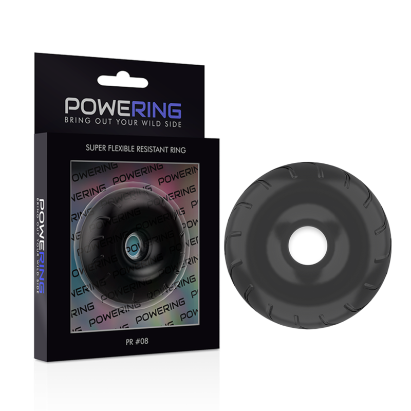 POWERING - SUPER FLEXIBLE AND RESISTANT COCK RING 5CM PR08 BLACK