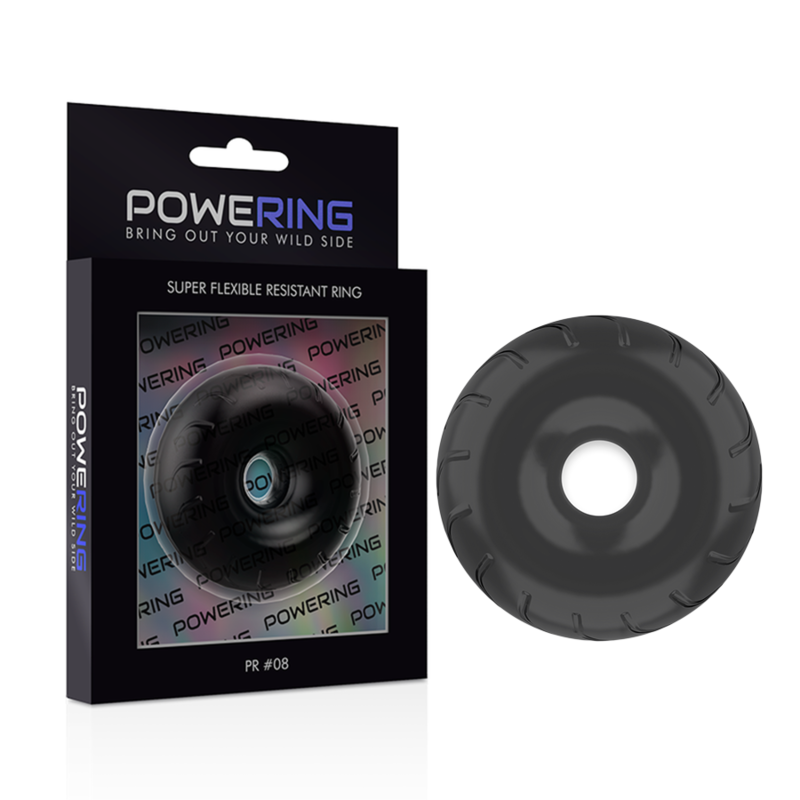 POWERING - ANELLO PER PENE SUPER FLESSIBILE E RESISTENTE 5CM PR08 NERO - POWERING | Lingerie Harness Boutique