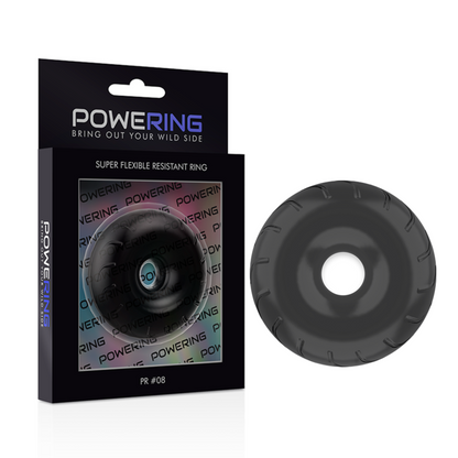 POWERING - ANELLO PER PENE SUPER FLESSIBILE E RESISTENTE 5CM PR08 NERO - POWERING | Lingerie Harness Boutique