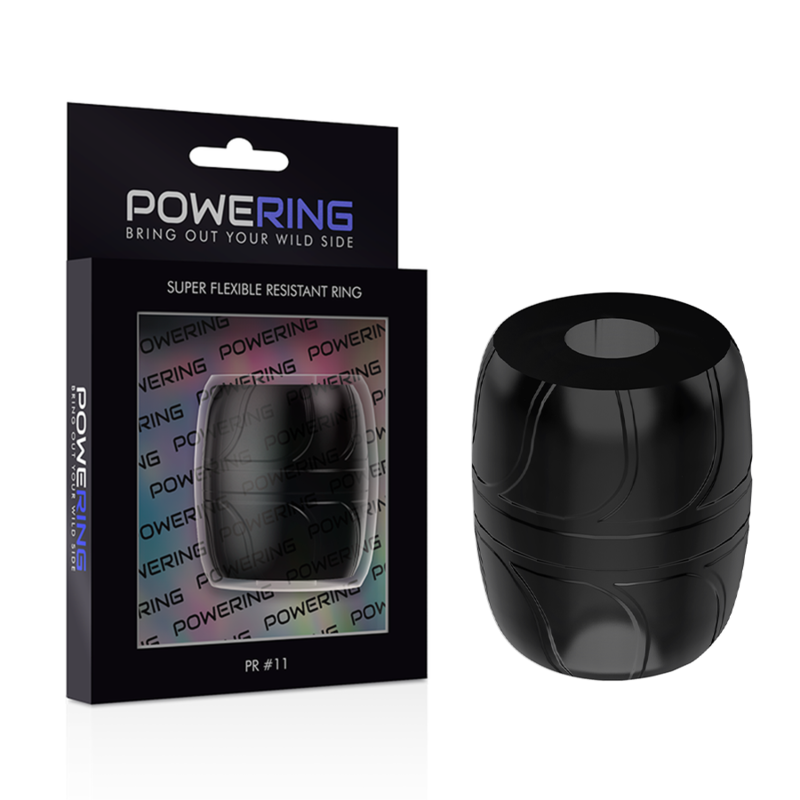 POWERING - ANELLO PER PENE SUPER FLESSIBILE E RESISTENTE 5 CM PR11 NERO - POWERING | Lingerie Harness Boutique
