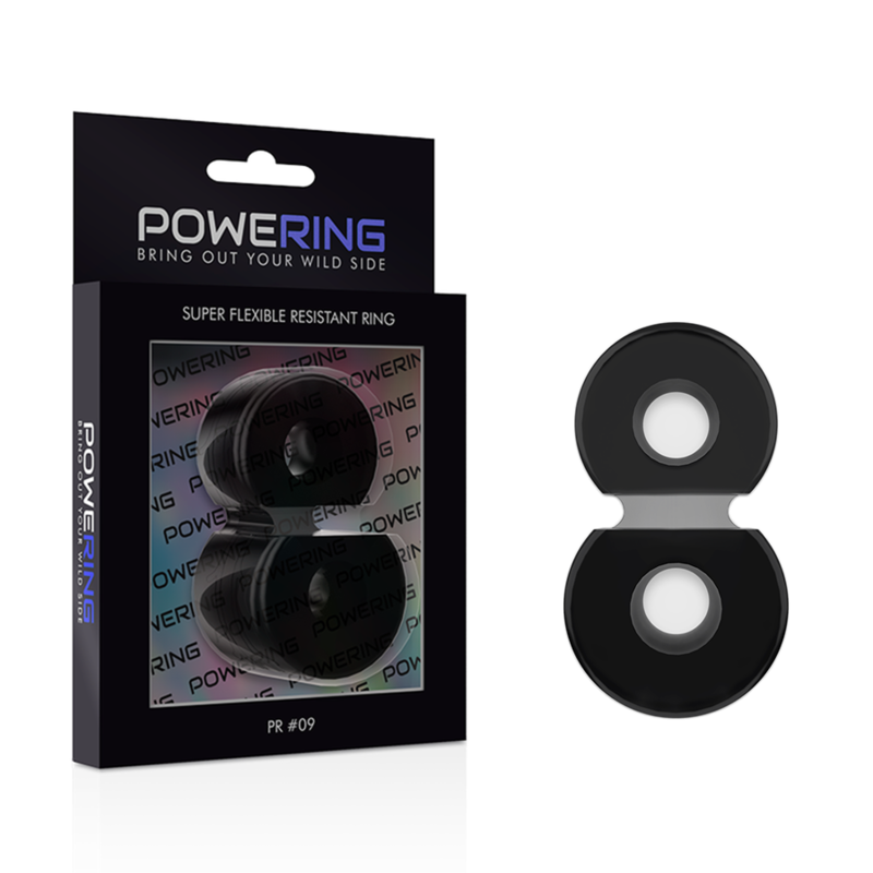 POWERING - SUPER FLEXIBLE AND RESISTANT DOUBLE COCK RING PR09 BLACK