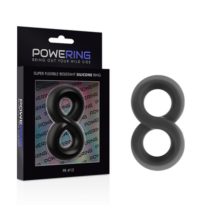 POWERING - ANELLO PER PENE E TESTICOLI SUPER FLESSIBILE E RESISTENTE PR12 NERO