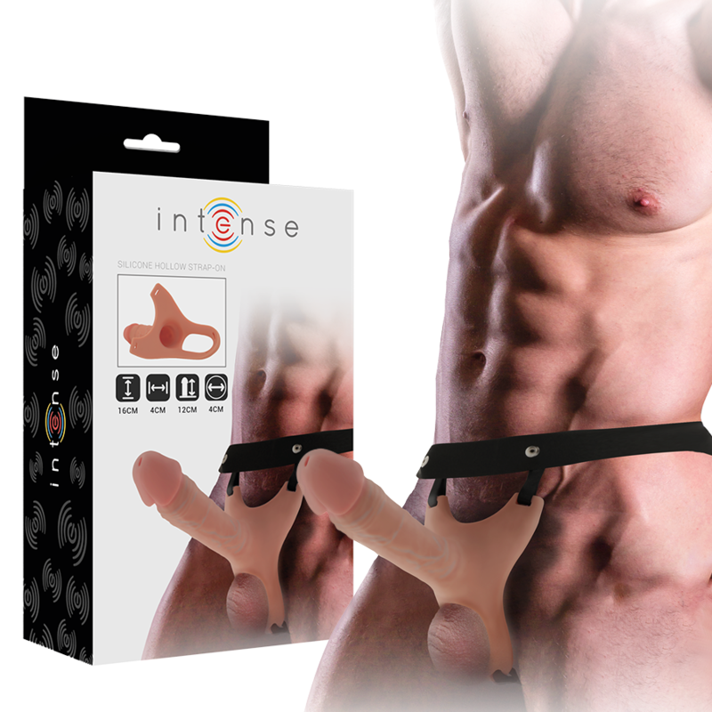 INTENSE - IMBRACATURA CAVA CON DILDO IN SILICONE 16 X 3,5 CM - INTENSE COUPLES TOYS | Lingerie Harness Boutique