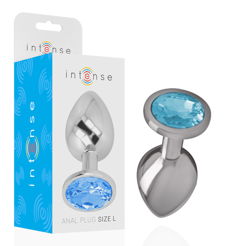INTENSE - PLUG ANALE IN METALLO ALLUMINIO CON CRISTALLO BLU TAGLIA L - INTENSE ANAL TOYS | Lingerie Harness Boutique