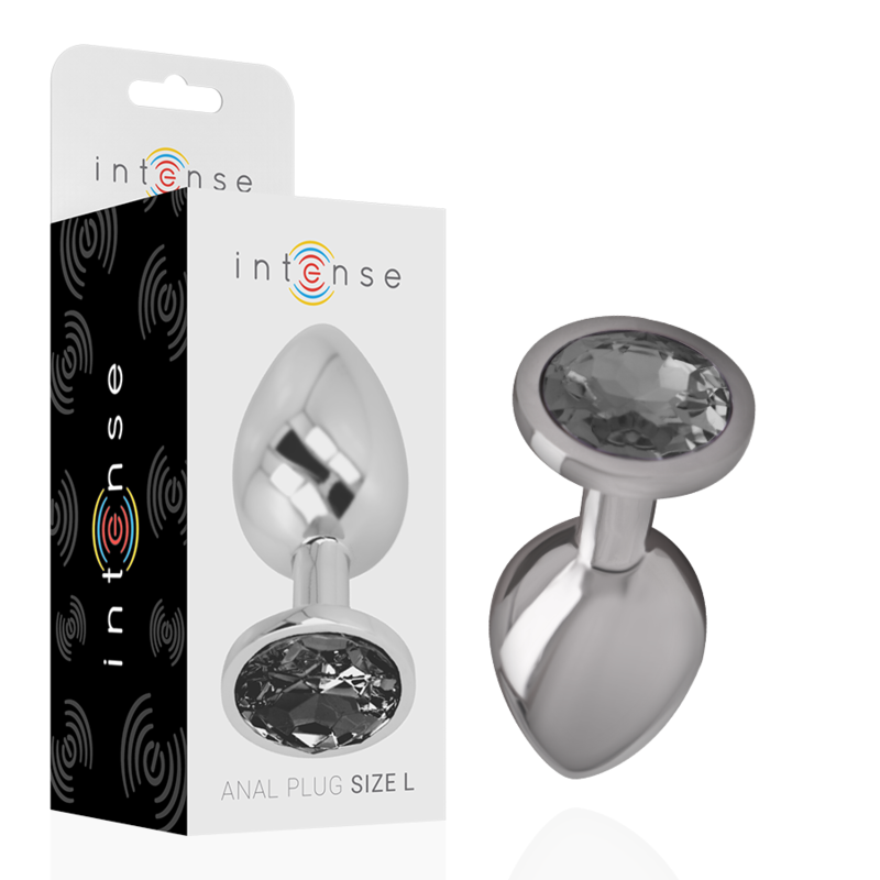 INTENSE - PLUG ANALE IN METALLO ALLUMINIO CON VETRO NERO TAGLIA L - INTENSE ANAL TOYS | Lingerie Harness Boutique