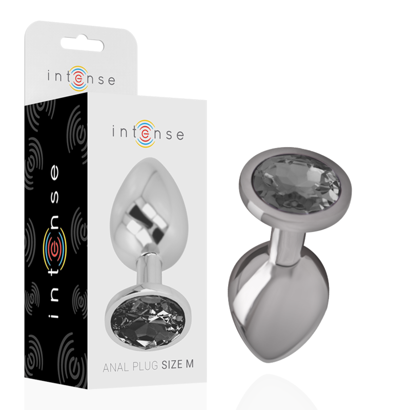 INTENSE - PLUG ANALE IN METALLO ALLUMINIO CON VETRO NERO TAGLIA M - INTENSE ANAL TOYS | Lingerie Harness Boutique