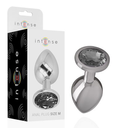 INTENSE - PLUG ANALE IN METALLO ALLUMINIO CON VETRO NERO TAGLIA M - INTENSE ANAL TOYS | Lingerie Harness Boutique