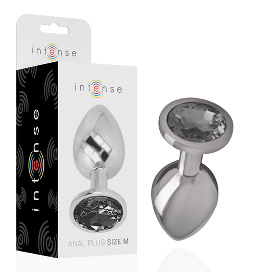 INTENSE - PLUG ANALE IN METALLO ALLUMINIO CON VETRO NERO TAGLIA M - INTENSE ANAL TOYS | Lingerie Harness Boutique